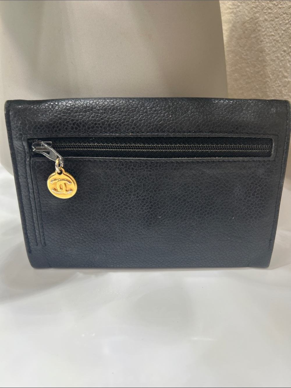 CHANEL Black Quilted Caviar Leather Wallet with Gold Zip Pull comes with COA - Picture 3 of 8
